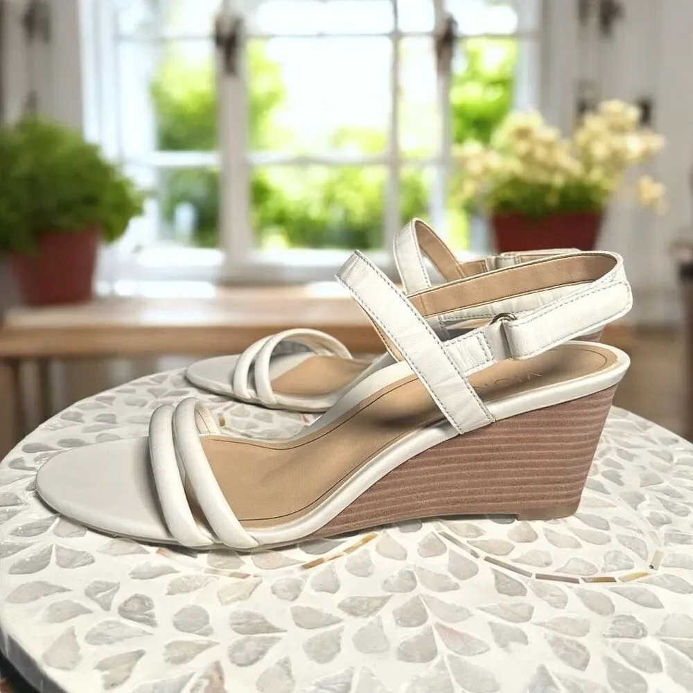 Vionic Emmy Supportive Wedge Sandals Leather Strappy Slingback Comfort Podiatris